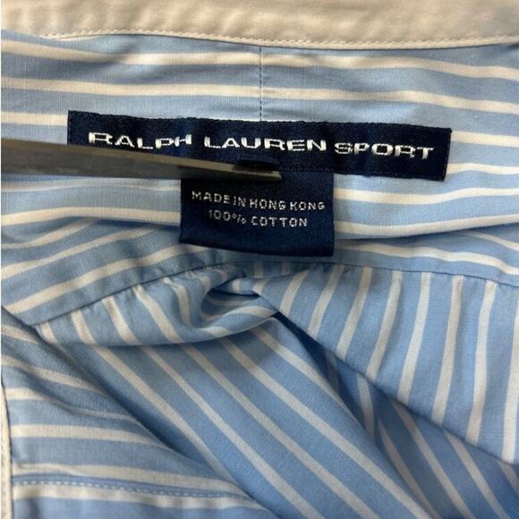 Ralph Lauren Blue and White Striped Button Down Shirt - Picture 6 of 9